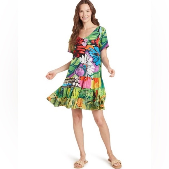 Jams World Hattie Flower Vibes 50 Years‎ Dress Size Small 100% Rayon Hawaii - Picture 9 of 12